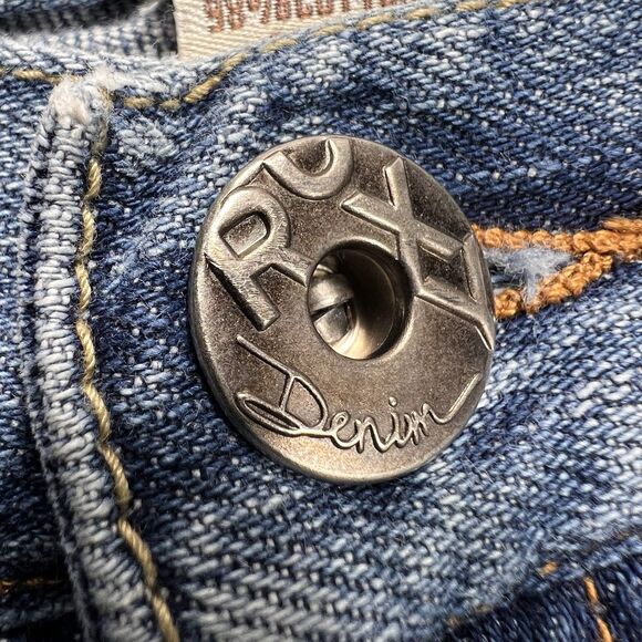 Roxy Sunset Beach Flare Jeans Women’s 7 (31x31) Blue Y2K Boho Western Rodeo Surf - Picture 7 of 14